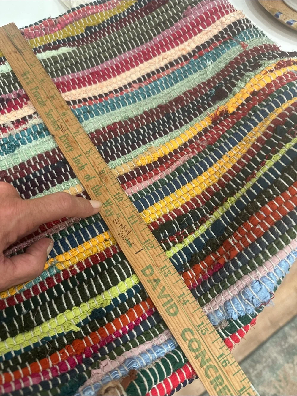 Striped Multicolor Woven Tote Bag with Cream Handles